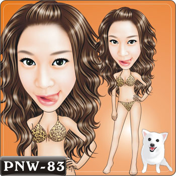 女生人像Q版漫畫+寵物Q版畫PNW-83